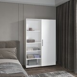 Eco High One Door Freestanding Armoire with Hanging Rod and Interior Shelves, Compact Bedroom Wardrobe, White
