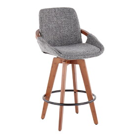 Cosmo Mid-Century Counter Stool in Walnut and Grey Noise Fabric by LumiSource B202P221846