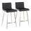 Mason Contemporary Swivel Counter Stool in Stainless Steel, Walnut Wood, and Black Faux Leather by LumiSource - Set of 2 B202P222086