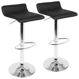 Ale Contemporary Adjustable Barstool in Black PU Leather by LumiSource - Set of 2 B202P222265