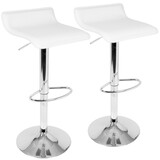 Ale Contemporary Adjustable Barstool in White PU Leather by LumiSource - Set of 2 B202P222268