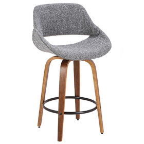 Fabrico Mid-Century Modern Counter Stool in Walnut and Grey Noise Fabric by LumiSource B202P222368