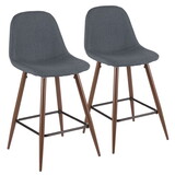 Pebble Mid-Century Modern Counter Stool in Walnut and Blue by LumiSource - Set of 2 B202P222419