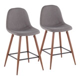 Pebble Mid-Century Modern Counter Stool in Walnut and Charcoal by LumiSource - Set of 2 B202P222420