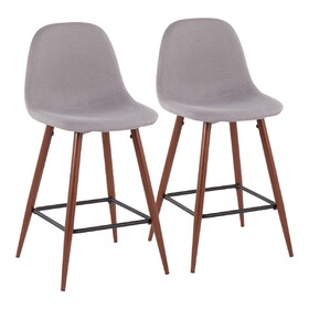 Pebble Mid-Century Modern Counter Stool in Walnut and Light Grey by LumiSource - Set of 2 B202P222421