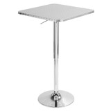 Bistro Contemporary Adjustable Square Bar Table in Silver by LumiSource B202P223298