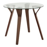 Folia Mid-Century Modern Round Dinette Table in Walnut Wood and Clear Glass by LumiSource B202P223342