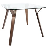 Folia Mid-Century Modern Dinette Table in Walnut and Glass by LumiSource B202P223344