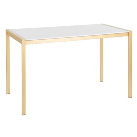 Fuji Modern/Glam Dining Table in Gold Metal with White Marble Top by Lumisource B202P223347