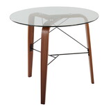 Trilogy Contemporary Round Dinette Table in Walnut Wood and Clear Glass by LumiSource B202P223353