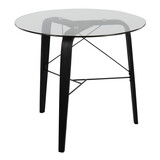 Trilogy Mid-Century Modern Round Dinette Table in Black Wood with Clear Glass Top by LumiSource B202P223354