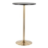 Pebble Contemporary/Glam Adjustable Dining or Bar Table in Gold Metal and Black Wood by LumiSource B202P223362