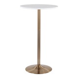 Pebble Contemporary/Glam Adjustable Dining or Bar Table in Gold Metal and White Wood by LumiSource B202P223363