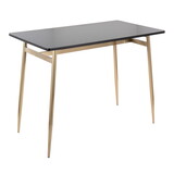 Marcel Contemporary Counter Table in Gold Metal and Black Wood by LumiSource B202P223369