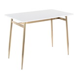 Marcel Contemporary Counter Table in Gold Metal and White Wood by LumiSource B202P223370