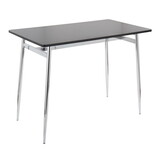 Marcel Contemporary Counter Table in Chrome Metal and Black Wood by LumiSource B202P223373