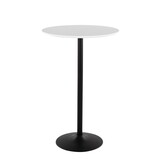 Pebble Mid-Century Modern Table Adjusts from Dining to Bar in Black Metal and White Wood by LumiSource B202P223393