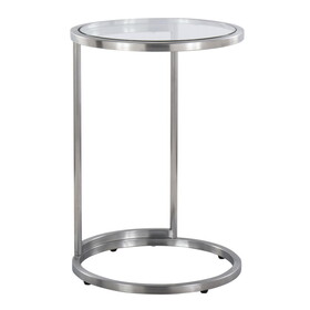 Round Zenn End Table in Stainless Steel with Clear Glass Table Top by LumiSource B202P223396