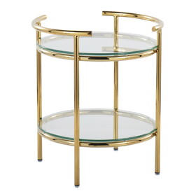 Rhonda Contemporary/Glam Side Table in Gold Metal and Clear Glass by LumiSource B202P223410