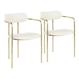 Demi Contemporary Chair in Gold Metal and Cream Velvet by LumiSource - Set of 2 B202P223492