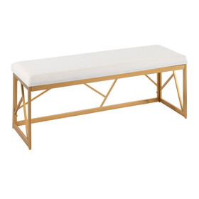 Folia Glam Metal Bench in Gold Steel and White Velvet by LumiSource B202P223517