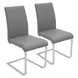 Foster Contemporary Dining Chair in Grey Faux Leather by LumiSource - Set of 2 B202P223519