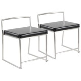 Fuji Contemporary Stackable Dining Chair in Black Faux Leather by LumiSource - Set of 2 B202P223536