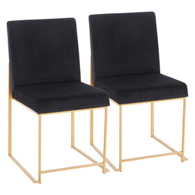 High Back Fuji Contemporary Dining Chair in Gold and Black Velvet by LumiSource - Set of 2 B202P223542