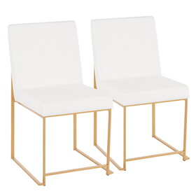 High Back Fuji Contemporary Dining Chair in Gold and White Velvet by LumiSource - Set of 2 B202P223545