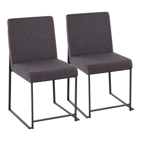 High Back Fuji Contemporary Dining Chair in Black Steel and Charcoal Fabric by LumiSource - Set of 2 B202P223549