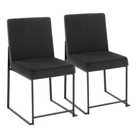 High Back Fuji Contemporary Dining Chair in Black Steel and Black Velvet by LumiSource - Set of 2 B202P223551