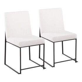 High Back Fuji Contemporary Dining Chair in Black Steel and White Velvet by LumiSource - Set of 2 B202P223554