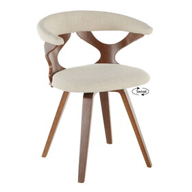 Gardenia Mid-Century Modern Dining/Accent Chair with Swivel in Walnut and Cream Fabric by LumiSource B202P223568