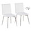 Mason Contemporary Upholstered Chair in Brushed Stainless Steel and White Faux Leather by LumiSource - Set of 2 B202P223613