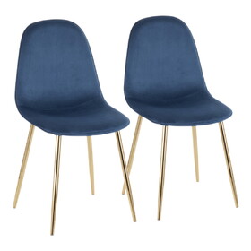 Pebble Contemporary Chair in Gold Steel and Blue Velvet by LumiSource - Set of 2 B202P223627