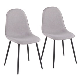 Pebble Contemporary Chair in Black Steel and Light Grey Fabric by LumiSource - Set of 2 B202P223631