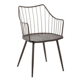 Winston Farmhouse Style Accent and Dining Chair in Brown Metal and Dark Walnut Wood by LumiSource B202P223690