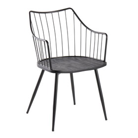 Winston Farmhouse Chair in Black Metal and Black Wood by LumiSource B202P223691