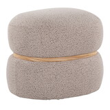 Cinch Contemporary Pouf Ottoman in Beige Fabric and Natural Wood by LumiSource B202P223712