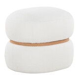 Cinch Contemporary Pouf Ottoman in Cream Fabric and Natural Wood by LumiSource B202P223713