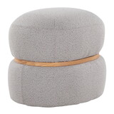 Cinch Contemporary Pouf Ottoman in Grey Fabric and Natural Wood by LumiSource B202P223714