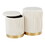 Marla Contemporary Nesting Pleated Ottoman Set in Gold Metal and Cream Velvet by LumiSource B202P223734