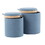 Tray Contemporary Nesting Ottoman Set in Blue Fabric and Natural Wood by LumiSource B202P223748