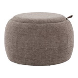 Tray Pouf Contemporary Ottoman in Natural Wood and Brown Fabric by LumiSource B202P223753