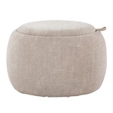 Tray Pouf Contemporary Ottoman in Natural Wood and Light Brown Fabric by LumiSource B202P223754