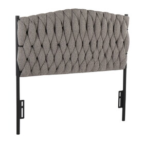 Braided Matisse Twin Size Headboard in Black Metal and Grey Fabric by LumiSource B202P223762