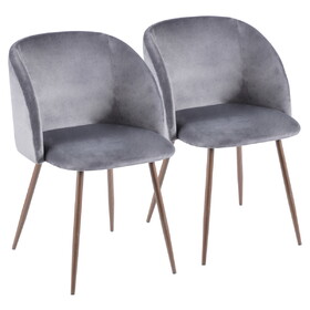 Fran Contemporary Dining/Accent Chair in Walnut with Grey Velvet by LumiSource - Set of 2 B202P223858