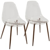 Clara Mid-Century Modern Dining Chair in Walnut and Clear by LumiSource - Set of 2 B202P223880