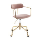 Demi Contemporary Office Chair in Gold Metal and Pink Velvet by LumiSource B202P223899