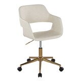 Margarite Contemporary Task Chair in Gold Metal and Cream Faux Leather by LumiSource B202P223913